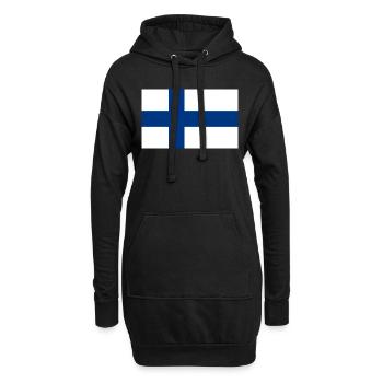 Finnische Flagge - Hoodie-Kleid - Schwarz - Vorne