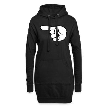 Doigt de la main gauche | Noir / Blanc - Sweat-shirt à capuche long Femme - noir - Devant