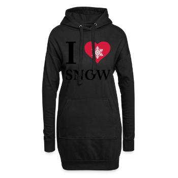 i love snow - Hoodie-Kleid - Schwarz - Vorne