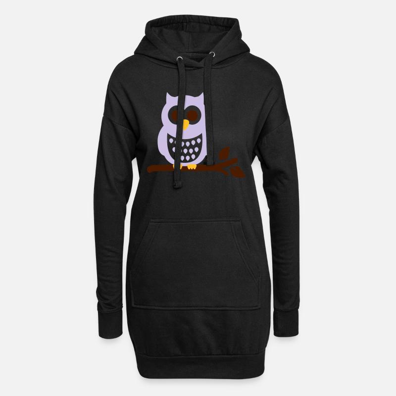 Eule - Hoodie-Kleid - Schwarz