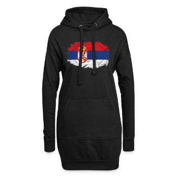 Serbia Flag - Vintage Look - Hoodie-Kleid - Schwarz - Vorne