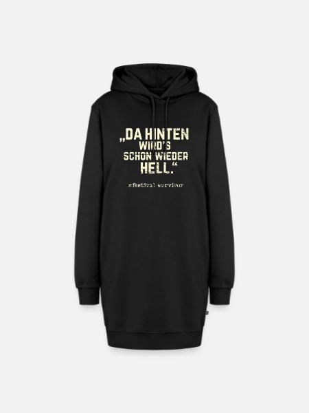 Festival T-Shirt Spruch Da hinten wird's hell - Hoodie-Kleid - Schwarz