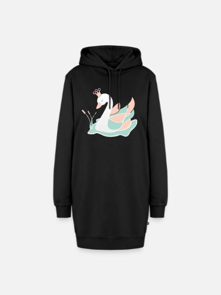 schwan_baby_pastell - Hoodie-Kleid - Schwarz