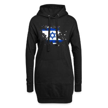 Israel Flagge als Farbklecks - Hoodie-Kleid - Schwarz - Vorne
