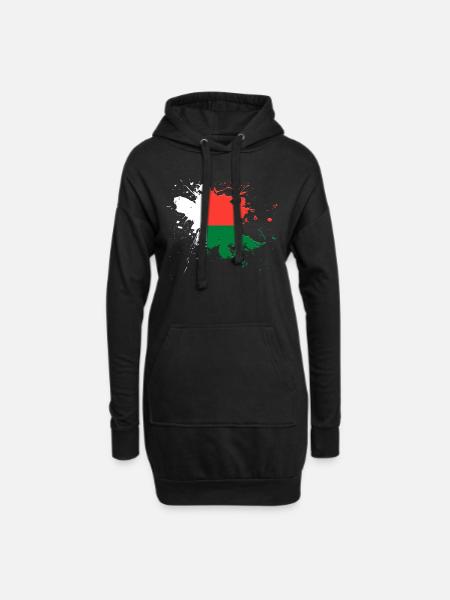 Le drapeau de Madagascar comme taches de peinture - Sweat-shirt à capuche long Femme - noir