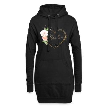 Team Bride Floral Herz personalisierbar - Hoodie-Kleid - Schwarz - Vorne
