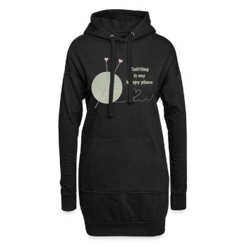Stricken ist mein glücklicher Ort - Hoodie-Kleid - Schwarz - Vorne