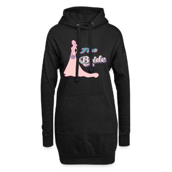 the bride retro pink typographie et silhouette - Sweat-shirt à capuche long Femme - noir - Devant