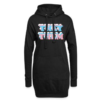 Ils / Eux pronoms trans non-binaires agender LGBT - Sweat-shirt à capuche long Femme - noir - Devant
