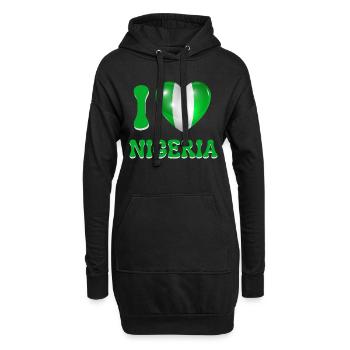 I love Nigeria - Sweat-shirt à capuche long Femme - noir - Devant