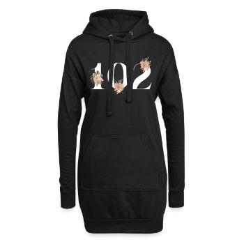 102e anniversaire fleuris (Cadeau de 102 ans) - Sweat-shirt à capuche long Femme - noir - Devant