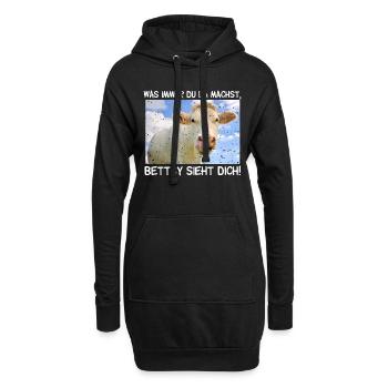 Die Kuh Bettsy sieht dich - Hoodie-Kleid - Schwarz - Vorne