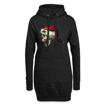 Weihnachts Schädel - Hoodie-Kleid - Schwarz - Vorne