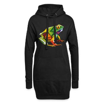 Origami Geometrie Frosch bunt modern arty - Hoodie-Kleid - Schwarz - Vorne