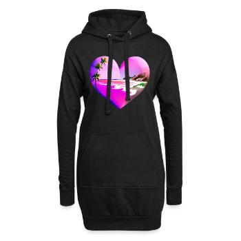 Sommerurlaub Strand Sonne Palme Insel Palmen - Hoodie-Kleid - Schwarz - Vorne