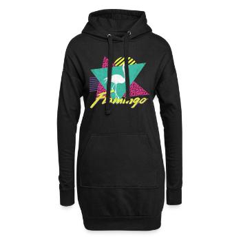 80s 90s Vintage Retro Flamingo T Shirt - Sweat-shirt à capuche long Femme - noir - Devant