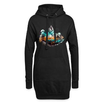 Landschaft Wald Fantasydesign - Hoodie-Kleid - Schwarz - Vorne