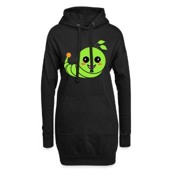 Raupen Insektenliebe Kleine Raupe - Hoodie-Kleid - Schwarz - Vorne