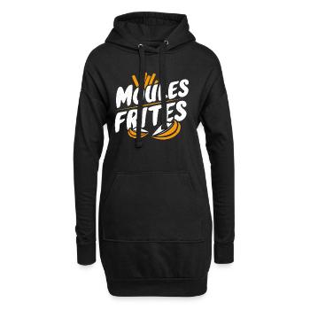 Moules frites - Sweat-shirt à capuche long Femme - noir - Devant
