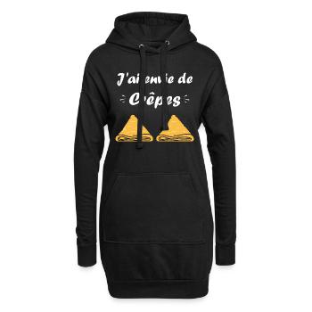 Crêpes Bretagne humour crêpe - Sweat-shirt à capuche long Femme - noir - Devant