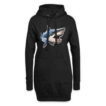 Hai gefrässig - Hoodie-Kleid - Schwarz - Vorne