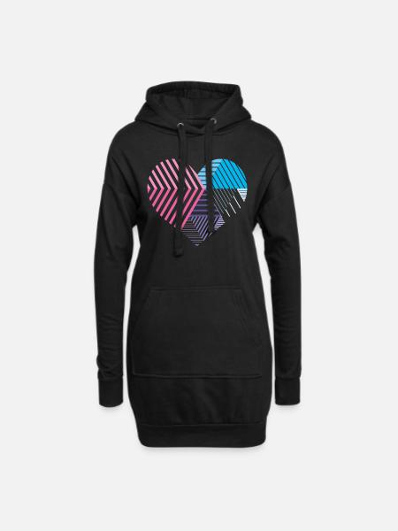 Cœur et couleurs - Sweat-shirt à capuche long Femme - noir