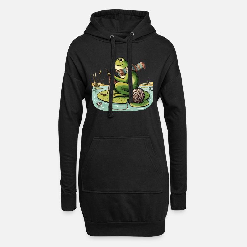Strickfrosch - Hoodie-Kleid - Schwarz