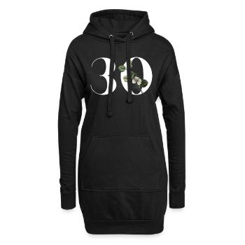 Numéro 30 floral vert - 30e anniversaire floral - Sweat-shirt à capuche long Femme - noir - Devant