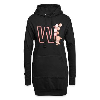 Lettre w rose ours - Sweat-shirt à capuche long Femme - noir - Devant