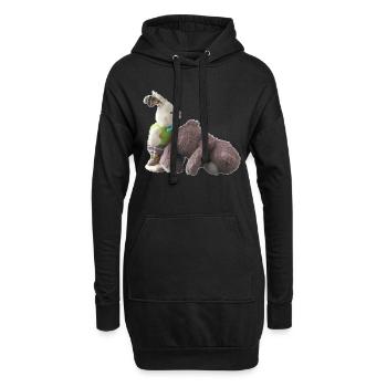 lapin ourson - Sweat-shirt à capuche long Femme - noir - Devant