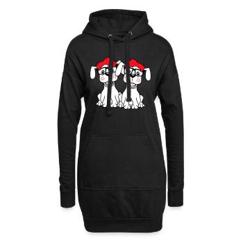 2 chiens nerd lunettes à monture de corne geek bretelles intelligentes - Sweat-shirt à capuche long Femme - noir - Devant