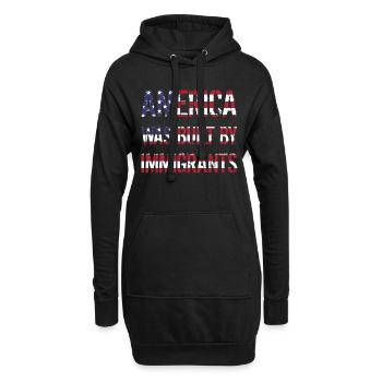 L’AMÉRIQUE A ÉTÉ CONSTRUITE PAR DES IMMIGRANTS Flüchtlingsrechte - Sweat-shirt à capuche long Femme - noir - Devant