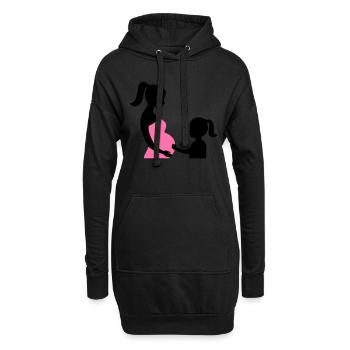 Schwangere mit Tochter Silhouette - Hoodie-Kleid - Schwarz - Vorne