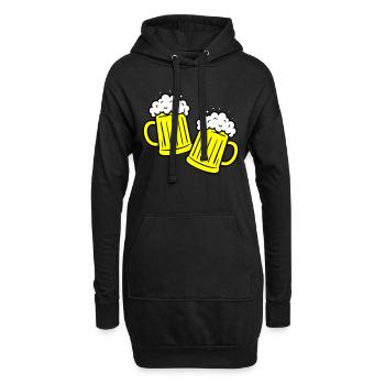 Bier Anstossen Saufen - Hoodie-Kleid - Schwarz - Vorne