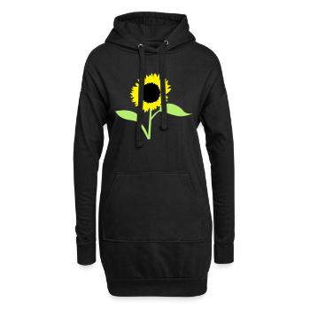 Sommer-Sonnenblumengelb mit offenen Blätter - Hoodie-Kleid - Schwarz - Vorne