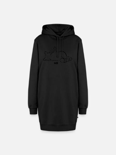 Katze Nö, Nein, No...Mittelfinger - Hoodie-Kleid - Schwarz