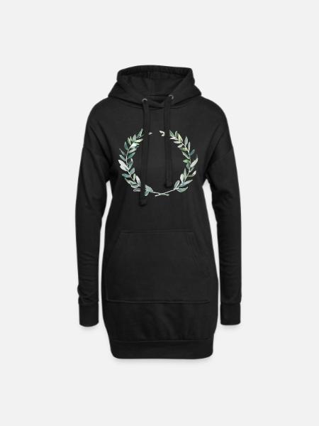 Couronne d'olive - Sweat-shirt à capuche long Femme - noir