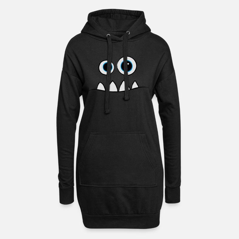 Monster Face - Hoodie-Kleid - Schwarz