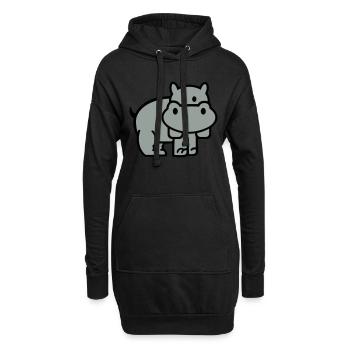 Nilpferd - Hoodie-Kleid - Schwarz - Vorne