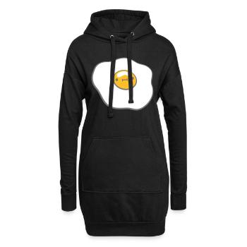Spiegelei mit Gesicht - Hoodie-Kleid - Schwarz - Vorne