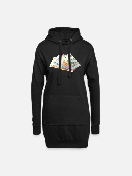 Geld. Euro banknotes - Hoodie-Kleid - Schwarz