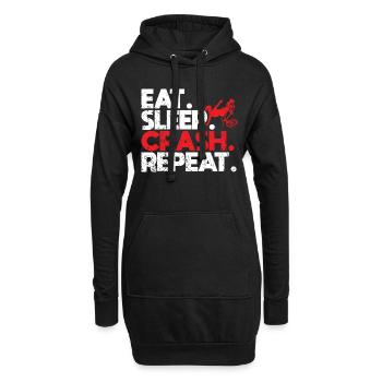 Eat Sleep Crash Repeat Vélo Chute Cyclisme - Sweat-shirt à capuche long Femme - noir - Devant
