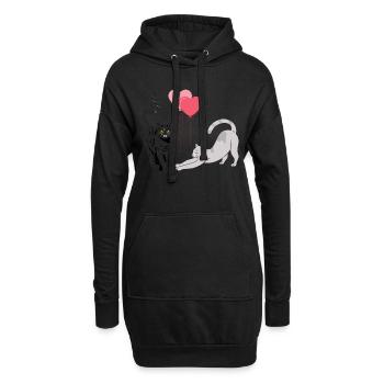 Chats ballons - Sweat-shirt à capuche long Femme - noir - Devant