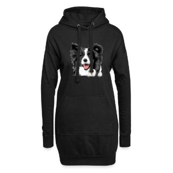 Border Collie - Sweat-shirt à capuche long Femme - noir - Devant