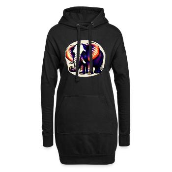 Kleiner Elefant Cartoon niedlich Liebe Abenteuer 2 - Hoodie-Kleid - Schwarz - Vorne