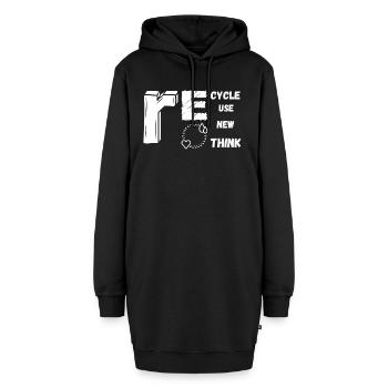 Recyceln Wiederverwenden Erneuern Sie die Grafik Überdenken - Hoodie-Kleid - Schwarz - Vorne