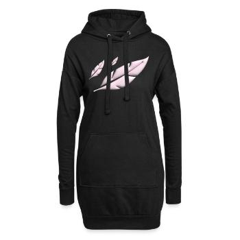 PLUMES ROSES TOMBANT - Sweat-shirt à capuche long Femme - noir - Devant