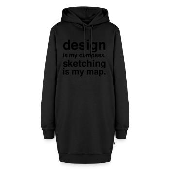 Designer Designerin Design 003 - Hoodie-Kleid - Schwarz - Vorne - AI Model Female 172 light (172cm)
