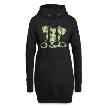 Chien chiot chien mignon Corgi aquarelle Art Cartoon Wof - Sweat-shirt à capuche long Femme - noir - Devant