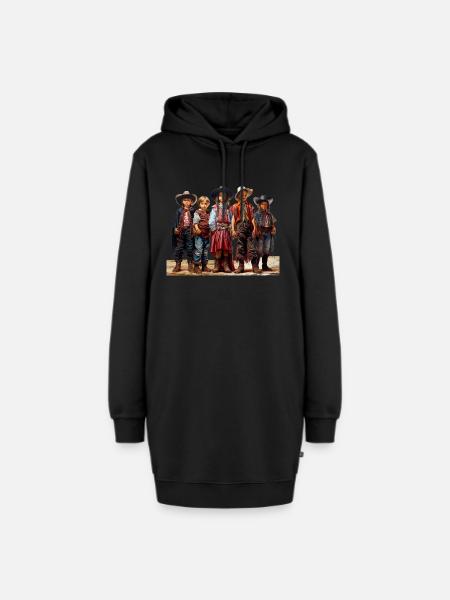 Cowboy oder Sheriff Faschingsverkleidung - Hoodie-Kleid - Schwarz